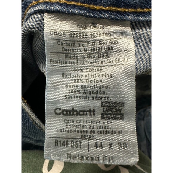 Vintage Carhartt Mens 44x30 Relaxed Fit Jeans Union Made In USA Straight - Picture 2 of 5